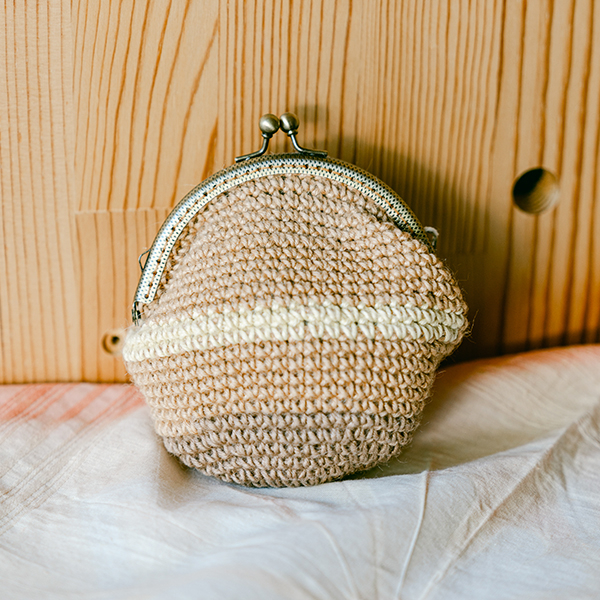 天然染手鉤編織口金包