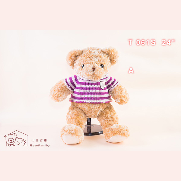 橫條花紋毛衣熊